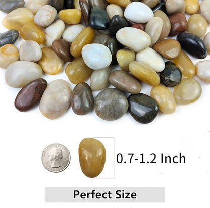 River Rocks for Landscaping, Natural Polished Pebbles for Indoor Plants, Small Decorative Mixed Color Stones for Vase Fish Tank Aquariums Landscaping Garden, 20lbs