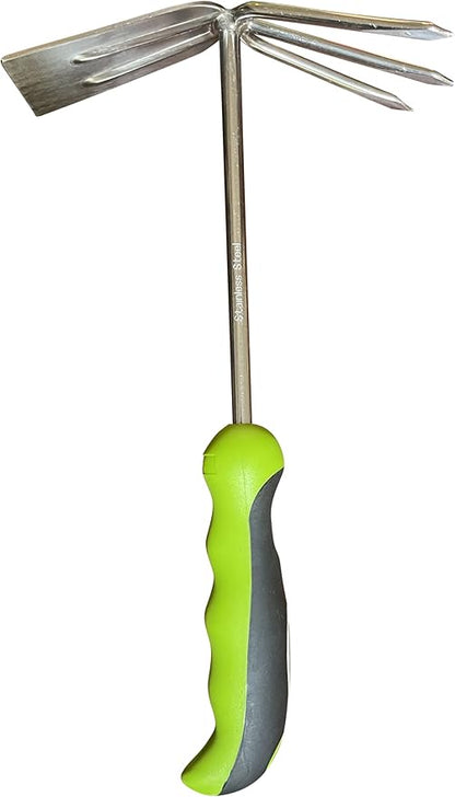 Garden Guru Hand Cultivator Rake Hoe Tiller Tool - Stainless Steel for Ultimate Strength - Rust Resistant - Ergonomic Handle - Great for Gardening Cultivating Loosening Weeding(2Pack)