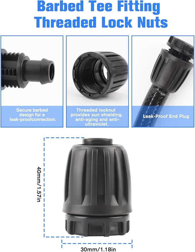 Kalolary 12PCS 1/2" Irrigation Fittings Drip Irrigation End Cap for (1/2" ID x0.6-0.63" OD) Tubing Anti-Drop Irrigation Fitting End Plug for Drip Tubing (1/2 End Caps)
