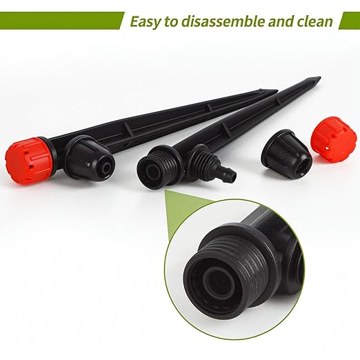 50pcs Drip Irrigation Emitters Drip Emitters for 1/4" Drip Irrigation Tubing 360 Degree Water Flow Adjustable Irrigation Drippers with Lock Barbed Drip Irrigation Heads for Flower Plants Garden