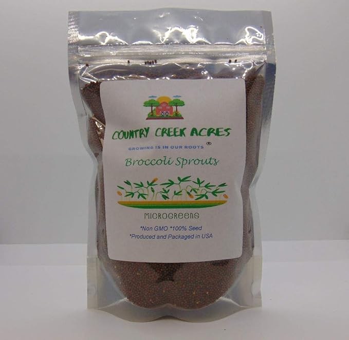 Non-GMO Broccoli Seeds for Sprouting Sprouts Microgreens (8oz of Pure Seed (40000+Seeds)). Country Creek LLC. Brand.