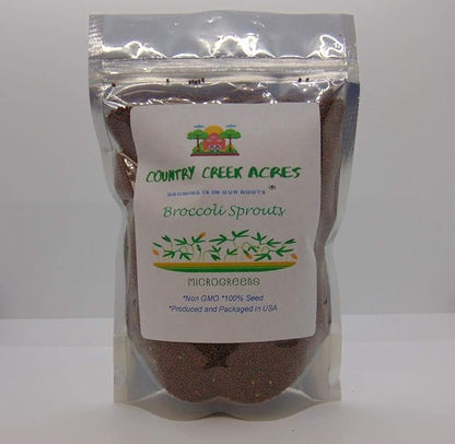 Non-GMO Broccoli Seeds for Sprouting Sprouts Microgreens (8oz of Pure Seed (40000+Seeds)). Country Creek LLC. Brand.