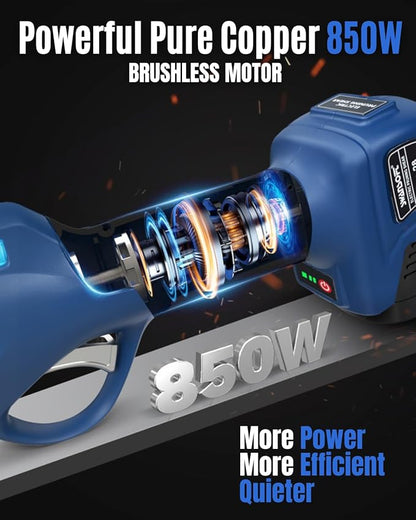 SWANSOFT Electric Pruning Shears, 28mm 1.1'' Cutting Diameter Cordless Electric Pruners Shears Battery Powered, 850W Tree Branch Pruner for Gardening (Black/Blue)