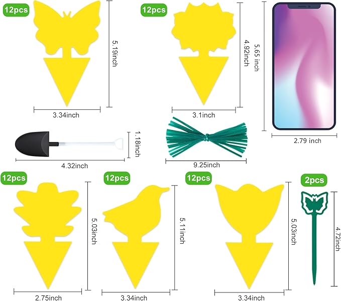 60 Pack Fruit Fly Trap for Indoors, Gnat Traps for House Indoor, Fungus Gnat Killer Sticky Traps for Plants, Bug Pest Insect Catcher Killer