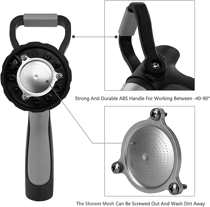 GREEN MOUNT New Patent Garden Hose Nozzle, Heavy Duty Water Nozzle, High Pressure Fireman Style Nozzle with Ergonomic Handle to Water Lawn and Garden, Black