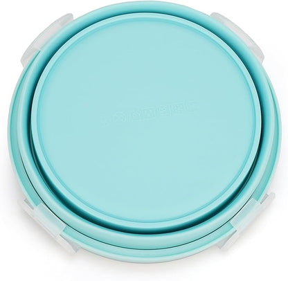 CARTINTS Silicone Collapsible Food Storage Containers-Prep/Storage Bowls with Lids – Set of 4 Round Silicone Lunch Containers – Microwave and Freezer Food Containers (Blue)