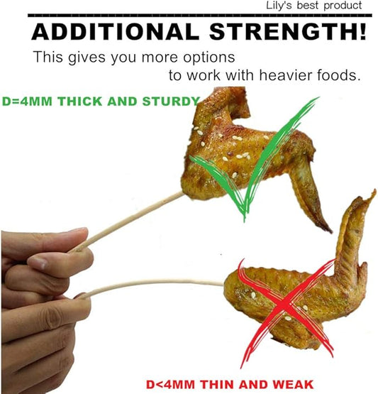 HOPELF 16" Natural Bamboo Skewers Sticks for BBQ，Kabob，Grilling，Barbecue，Kitchen，Roasting，Marshmallows，Plant Stakes，Crafting.Φ=4mm, More Size Choices 6"/8"/10"/12"/14"/30"(100 PCS)