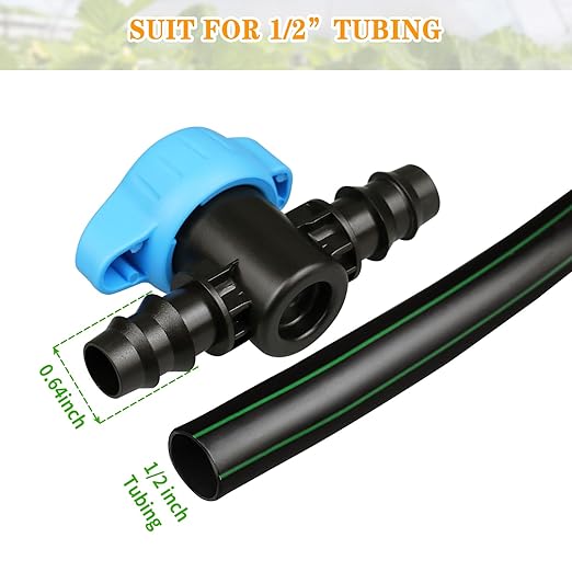 1/2 Inch Drip Irrigation Barbed Valve: 3 Pack 1/2" Shut Off Valves Male x Male for 1/2 Inch Drip Irrigation Tubing (.570-.620" ID) Switch Valves for Easy Flow Control in Irrigation System