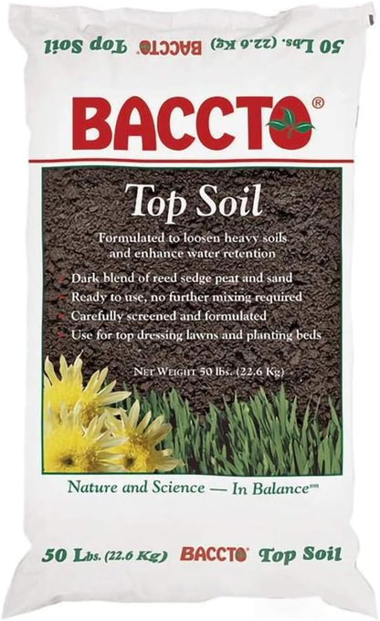 Michigan Peat 1550P Baccto Top Soil for Lawns, Gardens, and Raised Planting Beds with Reed Sedge, Peat, and Sand, 50 Pounds (3 Pack)