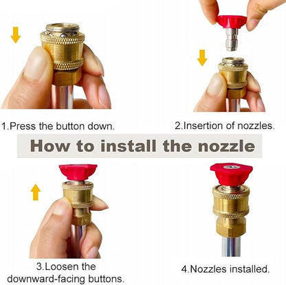 Upgraded Jet Nozzle Power Washer Wand Hose Nozzle, Adjustable Hydro Nozzle Wands 18-33 inch, Jet High Pressure Water Hose Sprayer with 5 Tips for Garden, Patio, Floor & Car, Blue