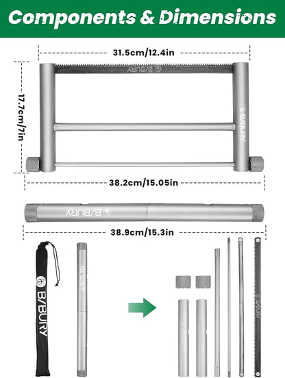 BIBURY Folding Hand Saw Outdoor Survival Tools, Portable Folding Wood Saw with 2pcs Replaceable 12.4” Blade & Buckle Cloth Bag, Aluminium Alloy Camping Pruning Tree Hand Saw for Gardening