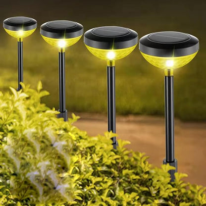 BESPORTBLE Solar Garden Stake Lights Outdoor Decorative Solar Pathway Lamps for Yard Patio Waterdrop Projection and Steady Breathing Mode