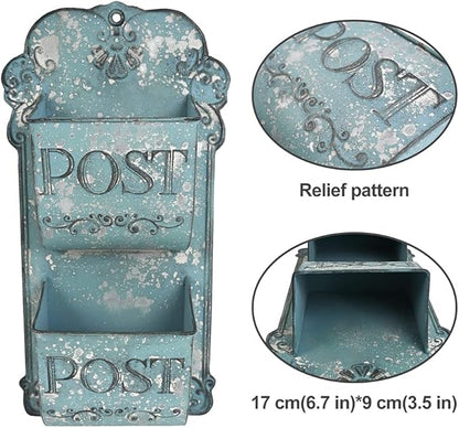 All Chic Metal Hanging Planter Wall Mounted Planters Metal Wall Planter Wall Vase Indoor Outdoor Wall Planter for Farmhouse Decor (Blue)