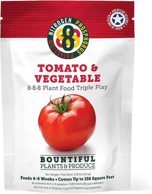 Purely Organic Products LLC 8-8-8 Triple Play Tomato & Vegetable Plant Food, Covers 250 sq. ft.