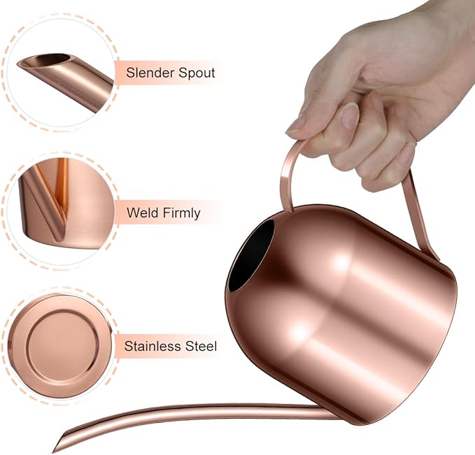 HANABASS 1000ml White Stainless Steel Water Can for Plants Scratch Modern Style