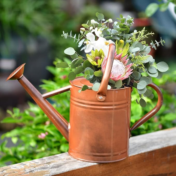 Metal Watering Can for Outdoor and Indoor Plants, Watering Can Decor, 1 Gallon (1 Gallon Copper)