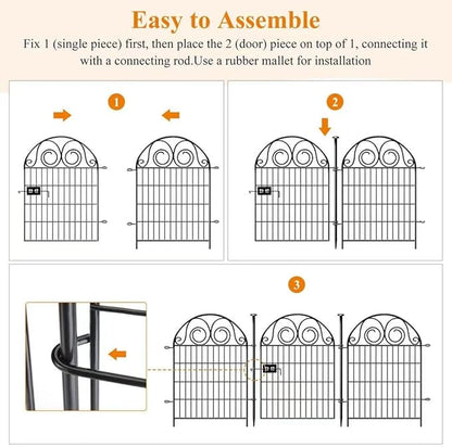 Garden Fencing 36 Inch High, 22 Panels Total Length 48 Ft(L) Dog Fence Outdoor for Yard, Black Metal Temporary Fencing Stakes, Reusable Defense Fence for Yard│Patented