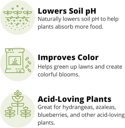 Earth Science Fast Acting Sulfur Granules – 2.5lb – Soil pH Reducer, Lowers pH Instantly, Reduces Nutrient Runoff, Improves Growth & Color for Acid-Loving Plants, Long-Lasting Lawn Care Supplement