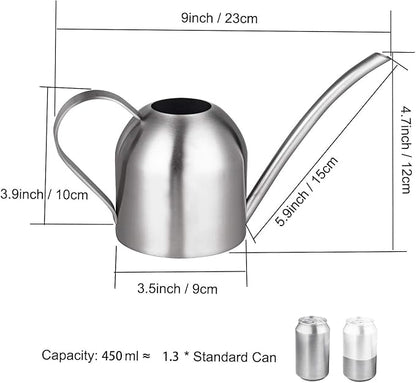 IMEEA Small Watering Can for Indoor Plants Stainless Steel Bonsai Watering can Mini Metal (15oz/450ml)
