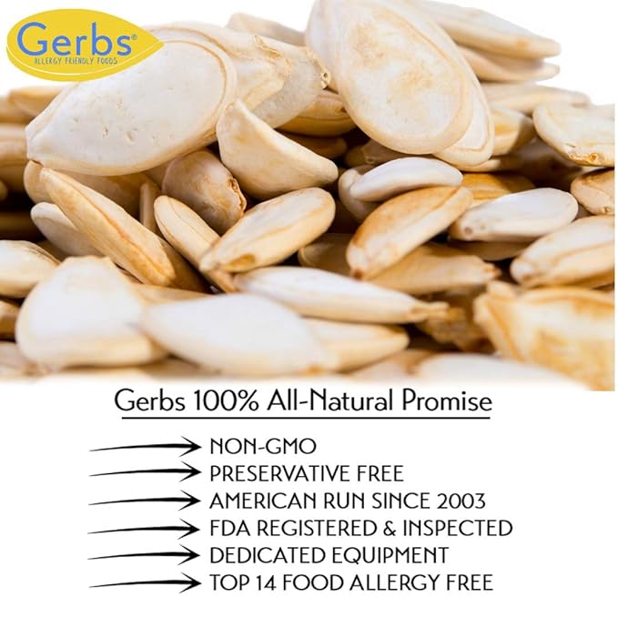Jumbo Sized Lightly Sea Salted Pumpkin Seeds in Shell by Gerbs - 2 LBS - Top 11 Food Allergen Free & Non GMO - Premium Giant Size Whole Roasted Pepitas – COG USA