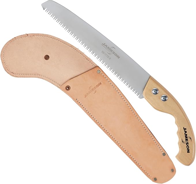 Jameson HS-11TE-SWL 11" Straight Blade Hand Saw With Wood Handle & Leather Scabbard