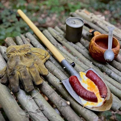 Near Zero Titanium Survival Shovel - Compact, Lightweight, & Collapsible Tactical Tool, Ideal for Backpacking, Camping, & Hiking, Sharpened Edge for Chopping Wood, Doubles as Frying Pan