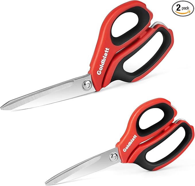 Goldblatt 2PCS Heavy Duty Scissors, Multipurpose Shop Scissors with Stainless Steel Blade and Comfortable Handle, Easy Cutting Cardboard, Wires, Leather, Fabric