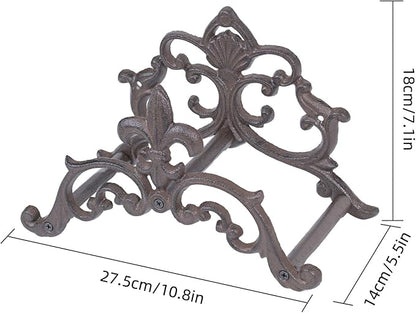 Cast Iron Garden Hose Holder, Wall Mount Hose Storage (Brown)