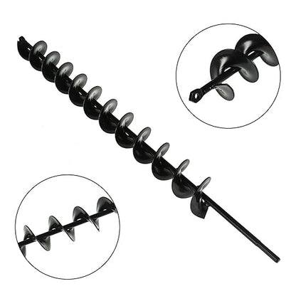 2in Wide 24in Long Metal Earth Augers Drill Bit, Garden Plant Flower Bulb Auger Rapid Planter Bulb Compatible Auger Machine Head with 3/8in Diameter Non-Slip Hex Shank