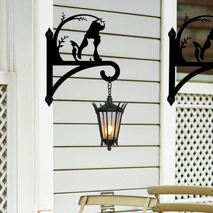 Peacoblue Iron Plant Hanger Hook for Outdoor Indoor Hanging Plant Flower Fern Pots Lantern Bird Feeder Wind Chime,12"x15.7" Weather Resistant Metal Wall Holder for Porch Garden Farmhouse(Dog with Cat)
