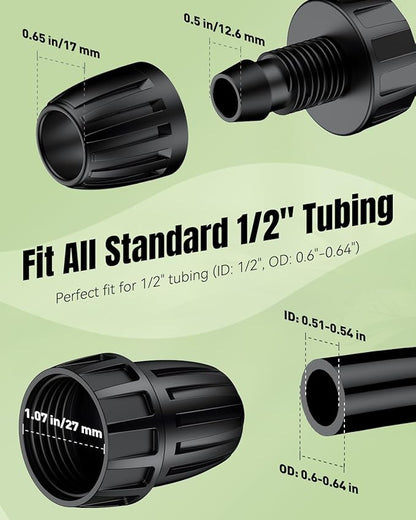 Pawfly 10 Pcs 1/2" to 3/4" Hose Adapter, 1/2 Inch Drip Irrigation Tubing to Faucet/Garden Hose Adapter, 3/4 Inch Garden Faucet Connectors, 3/4" FHT to 1/2" Drip Irrigation Fittings