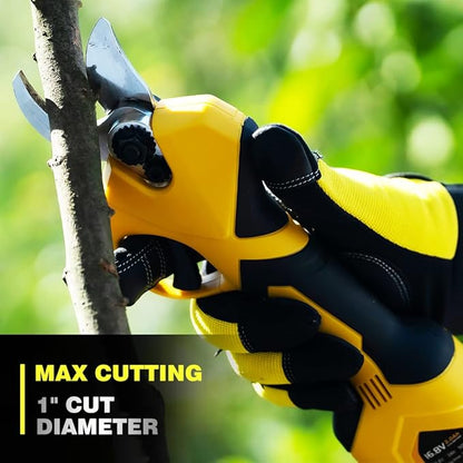 Electric Pruning Shears, Cordless Battery-Powered Pruner with SK5 Blades, 25mm Cutting Diameter, 2 x 16.8V Rechargeable Lithium Batteries, Professional Tool for Tree Trimming and Branch Cutting.