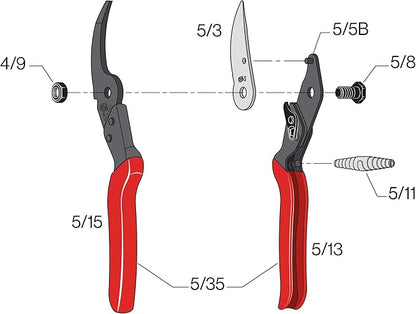 Felco F5 Pruning Shears – 8.9" Swiss-Made Garden Clippers with Revolving Handle | Hand Pruners for Gardening | Garden Tool Cutter with Precision Bypass Blade, Forged Aluminum Body, Replaceable Parts