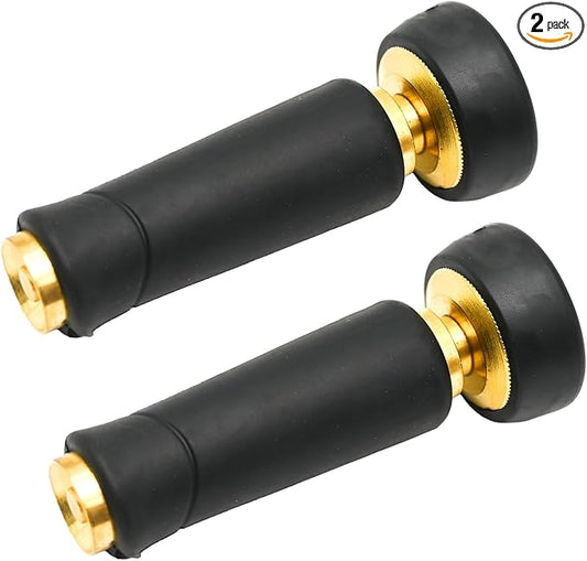 MDEOOSKY 2Packs Brass Hose Nozzle, Heavy-Duty Brass, Adjustable Twist Hose Nozzle Shut Off Valve, Suitable for Cleaning Car, Watering Flowers, Lawns, Cleaning Ground