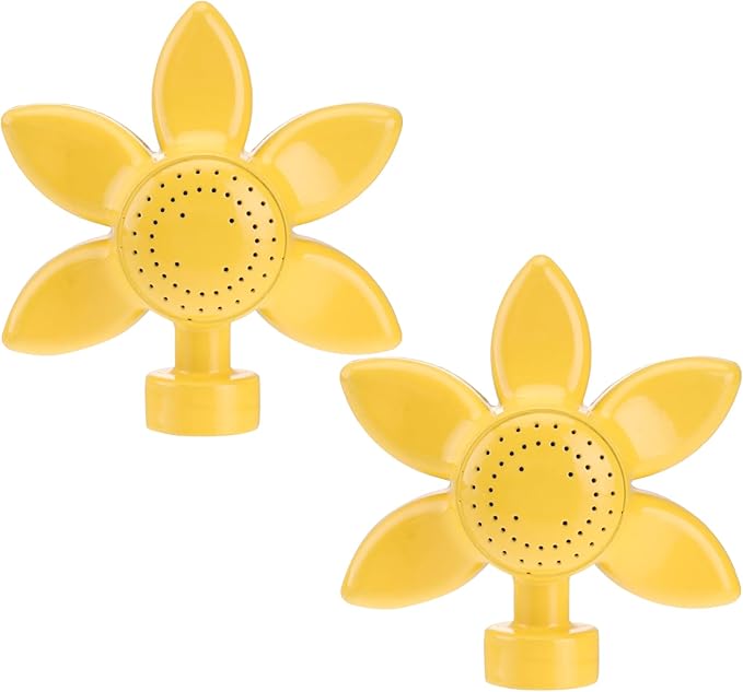 Lawn Sprinkler, 4.3 inch Yellow Flower Design, 2-Pack, Metal Spot Sprinklers for Small Lawn Areas, Kids Play