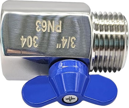 beduan Stainless Steel 3/4 Shut Off Valve GHT Threaded Garden Hose Heavy Duty Connector(Mini Butterfly Levers)