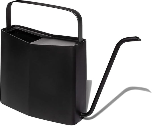 Modern Sprout Brass Finish Plant Watering Can - 3L Capacity - Long Spout Stainless Steel Vessel for Outdoor & Indoor Plants - Rust Resistant - Garden Accessory for Houseplants & Decorative Use (Black)