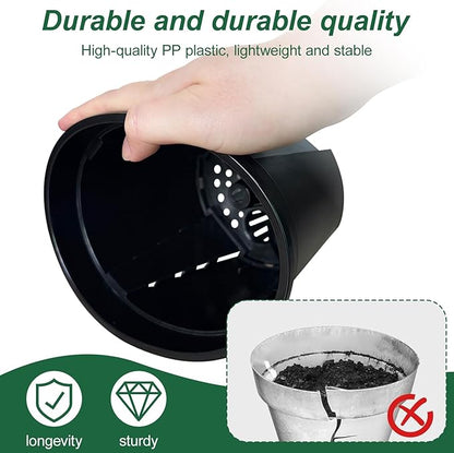 Cdd's Path 5-Pack 6 Inch Self Watering Pots Set with Holes for Indoor/Outdoor Plants,Planter Pot with Watering Hole/Reservoir and Air Pipes,Black