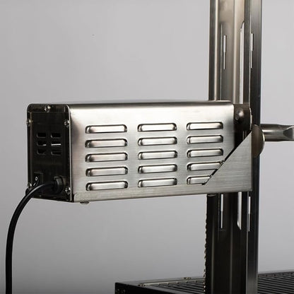 Ash & Ember 25W Stainless Steel BBQ Rotisserie Grill, 4 RPM Rotation Speed, Rated 125 LB for Large Game, Portable Electric Outdoor Roaster with Dual Prongs, Single Leg Bracket, and Spine Fork