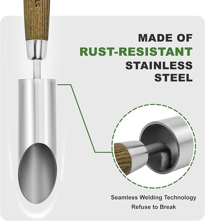 Haliaeetus Small Bulb Planter Tool, Sharp Edge Bulb Planter for Breaking Through Soil, Heavy Duty Stainless Steel Bulb Planter Tool, Small Bulb Digger with Comfortable Wood Handle for Seed Planting