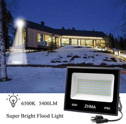 3 Pack 60W Led Flood Light, Outdoor Spotlight, Super Bright Work Light with Plug, IP66 Waterproof (White Light), 5400lm, 6500K, Garage, Backyard, Security Lights Outdoor