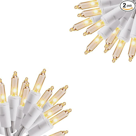 Vigdur 2 Pack 21ft White String Lights with 100 Bulbs on White Wire Cord, UL Approved for Indoor/Outdoors Use, Connectable 120V Clear Outdoor Lights for Xmas Patio Home Party Garden Decor (2 Packs)