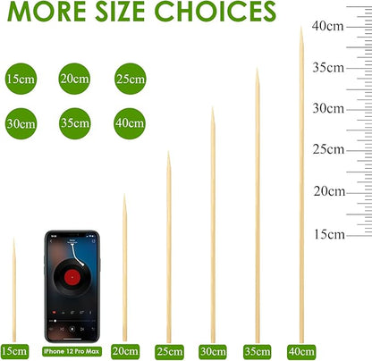 200 PCS Bamboo Skewers, 6 Inch Food Sticks for Appetizers, Fruit, Grilling Kebabs, Cocktail Picks for Drinks, Toothpicks Natural, Kitchen Gadget