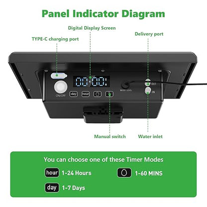 49FT Solar Drip Irrigation Kit with Digital Screen, Auto Watering Kit for 15 Pots, Solar-Powered Plant Watering,434 Timer Modes, 900ml/min Flow Indoor/Outdoor Garden, Balcony & Patio Irrigation System
