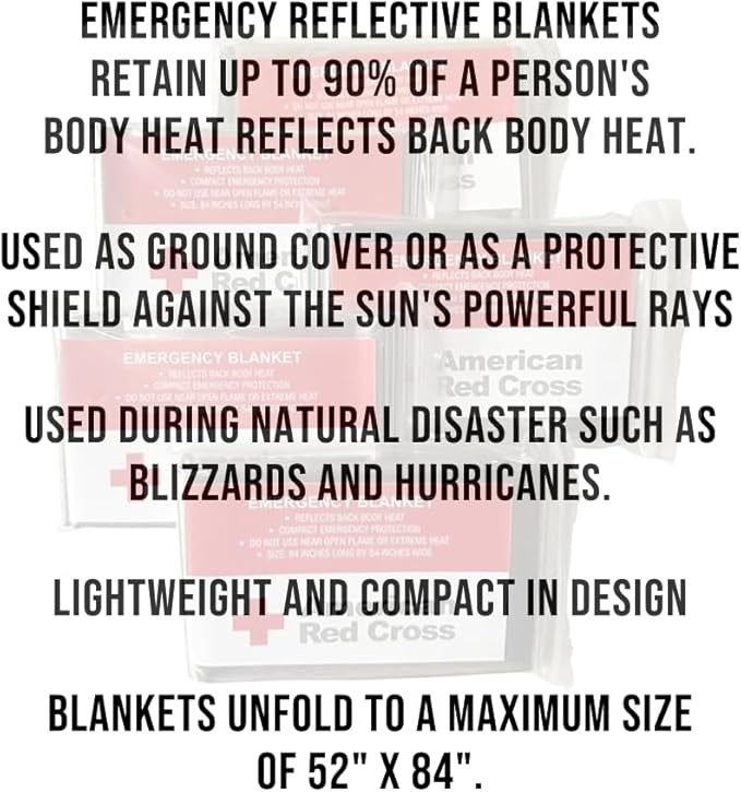 Officially Licensed Product Emergency Reflective Blankets, 5 Pack, Body Warmer Survival Blanket, 52” W x 84” L