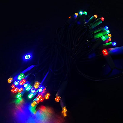 50 Count 5MM Wide Angle Led Christmas Lights Set,Outdoor Led String Lights for Garden Patio Christmas Trees Decoration,17 Feet Green Wire,Multi Color