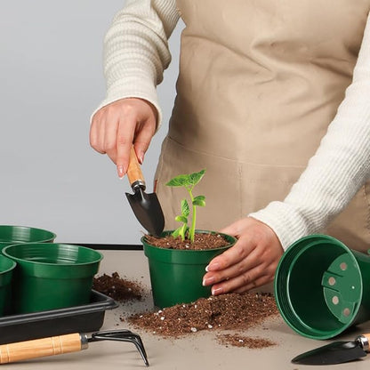 5 Pack 4 Inch Plastic Plant Pots, Thickened Sturdy Nursery Pots, Seed Starter Pots with Drainage Hole, Planting Small Flower Pots, Green