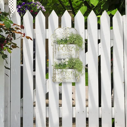 All Chic Metal Wall Planter - Outdoor Rustic Wall Mount Hanging Planter, White Gold