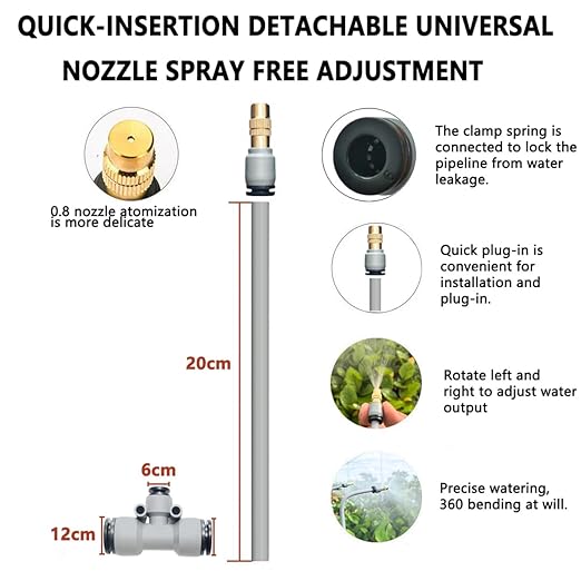New Drip Irrigation Kits,Quick Connector Automatic Irrigation System,with Replaceable Bending Dropper,atomizing Copper Nozzle for Watering System for Garden Plant Lawn Patio. (30M)