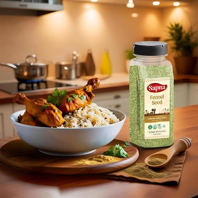 Sapna Fennel Seeds, 14 OZ, Premium Authentic Spice, All Natural, Pure Saunf Whole
